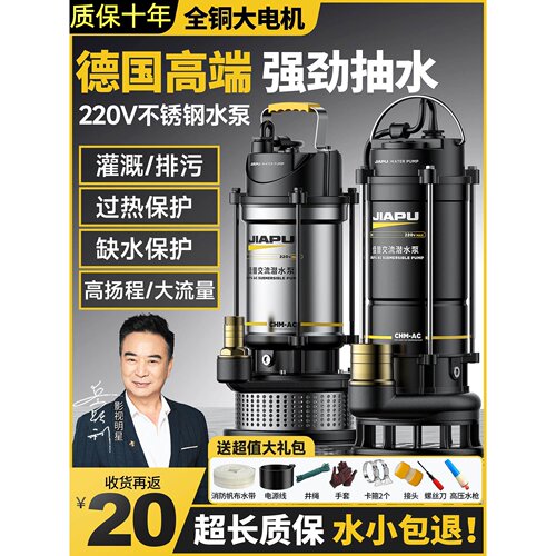 德国进口博士潜水泵220v高扬程大流量抽水家用农用灌溉污水泵抽