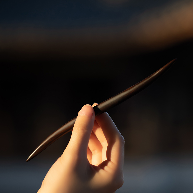 2024新款f高端黑檀木发簪木簪新中式现代简约日常通勤盘发桃木簪