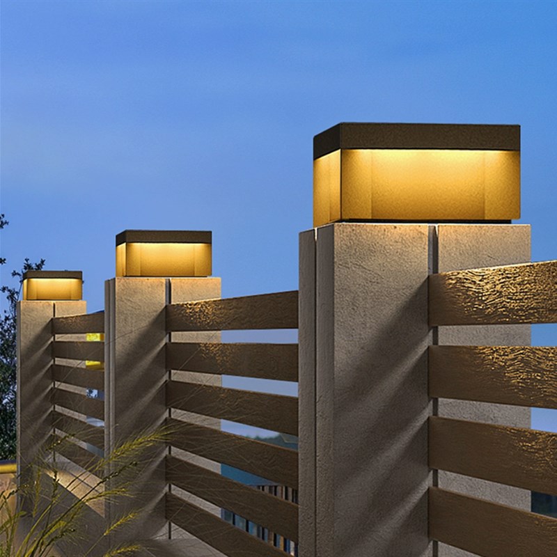 户外太阳能柱g头灯室外现代别墅大门围墙装饰柱子灯花园防水庭院