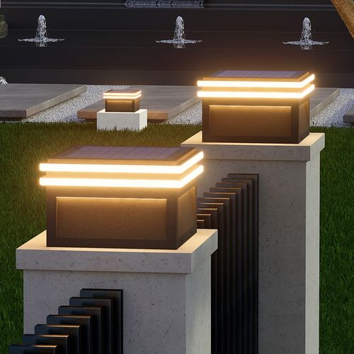 太阳能柱头灯庭院别墅大门柱子灯现代简约户M外防水院墙围墙门柱