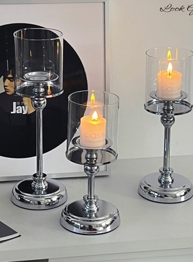 复古烛台香薰蜡烛家用烛光晚餐道具浪漫摆件蜡R烛台座餐桌装饰品