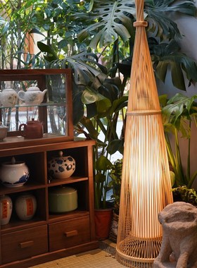 白驹格物若谷侘寂风落地灯 中A式日式客厅古风禅意地灯卧室竹编