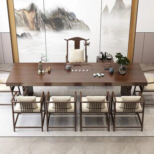 禅意功夫茶几桌实木大板茶桌茶台一整套办公室家用客厅茶桌椅组合