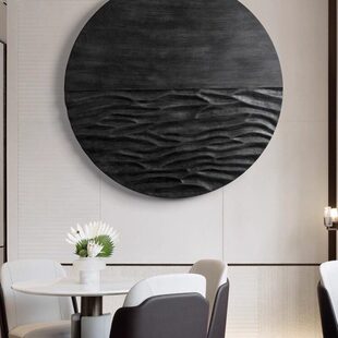 水波纹金属铁壁饰侘寂风圆形立体墙饰酒店样板间玄关墙面装饰挂件