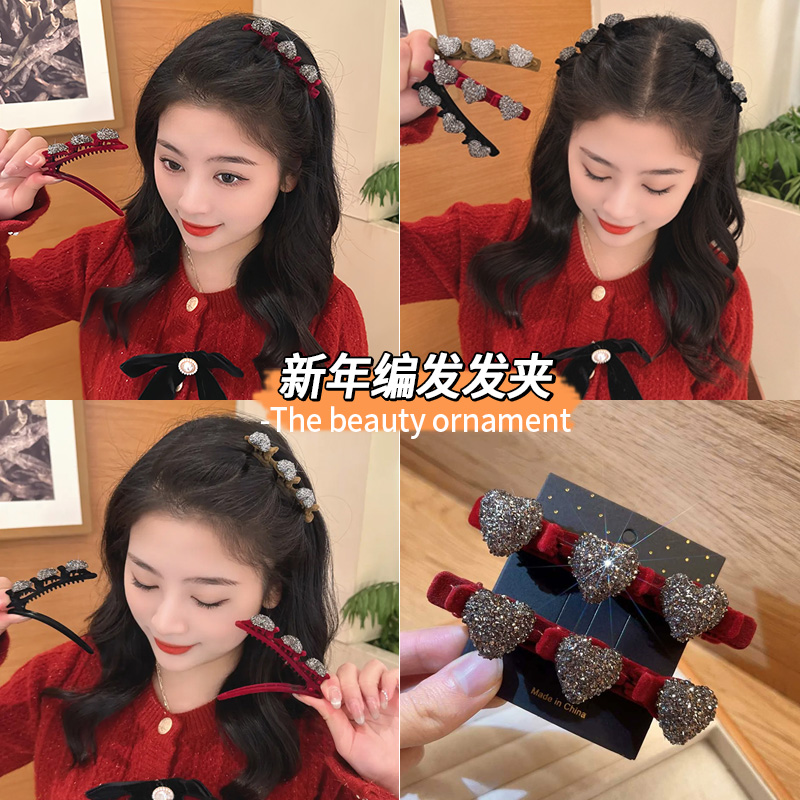 新年红色编发发夹女2025新款