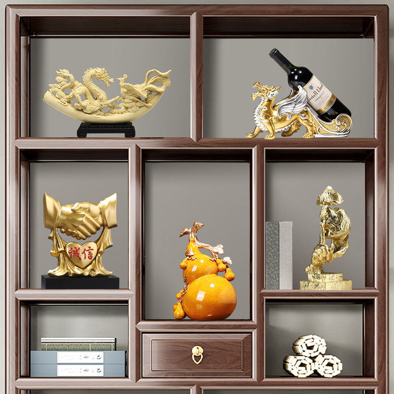 新中式老板茶室办公室高档摆件领导高端大气上档次X博古架装饰品