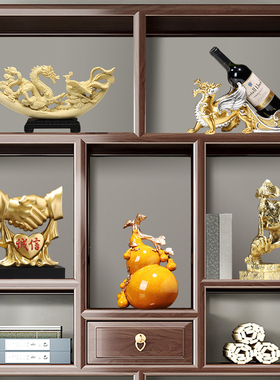 新中式老板茶室办公室高档v摆件领导高端大气上档次博古架装饰品