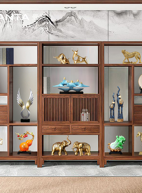 新中式老板办公室摆件轻奢高档领导D高端大气书柜桌面背景柜装饰