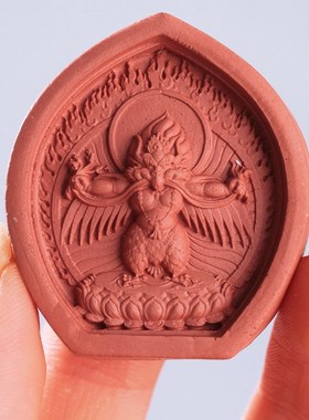 紫砂擦擦随身f手工烧制吊坠文殊菩萨绿度母药师佛陶土泥砂黄财神