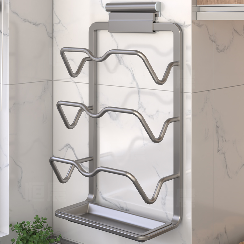 厨房置物架锅盖架免打孔t壁挂式多功能家用收纳架菜板多层砧板架