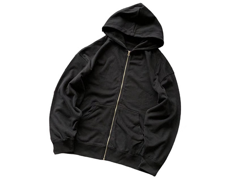 thumbnail for Left Gray Ah Le Oh Black Thick Fleece-Lined Zip-Up Hoodie 22111101