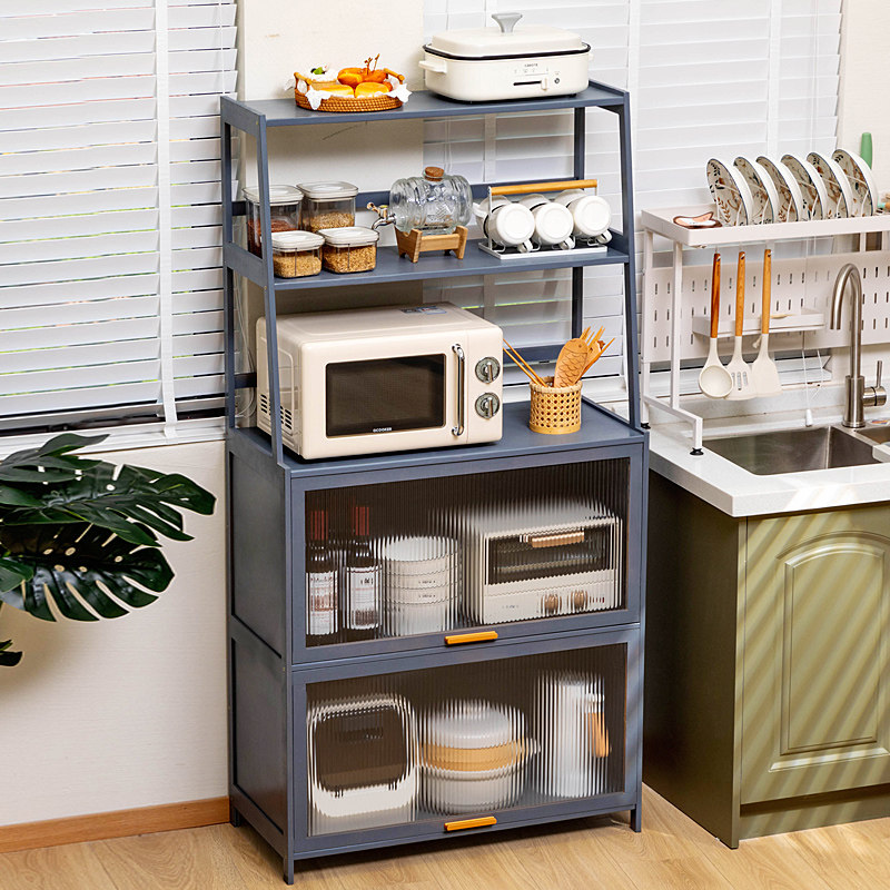 厨房置物架多层收纳架微波炉v储物柜子落地调味料锅具餐碟碗柜家