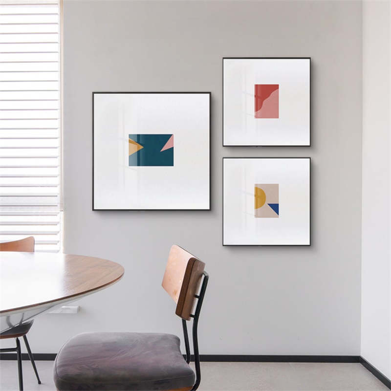 北欧简约抽c象几何挂画客厅玄关沙发背景墙装饰画卡纸玻璃色块挂图片