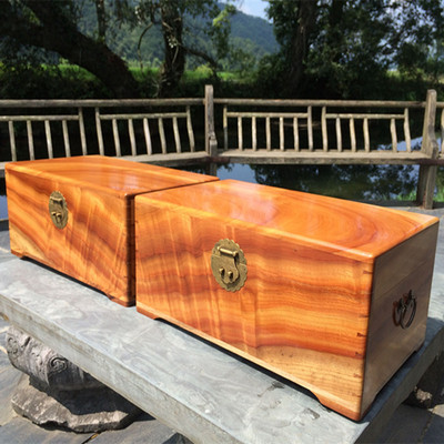 香樟木箱对箱婚嫁首饰箱子古风收纳带锁老樟木T红樟木整板定制
