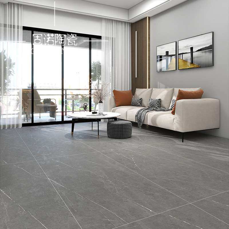 微水泥瓷砖客厅灰色仿古砖600x1200地砖连锁店哑光素色质感工