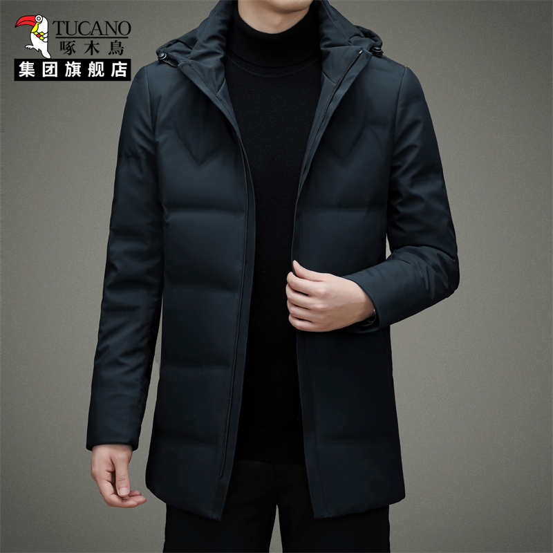TUCANO/啄木鸟2025冬季中长款加厚保暖中年爸爸防寒连帽男士外套