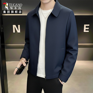 啄木鸟夹克男士春季2026新款翻领上衣年轻爸爸装薄款行政休闲外套