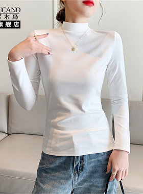 啄木鸟打底衫2025新款今年流行保暖内搭德绒打底衫女士白色长袖FA