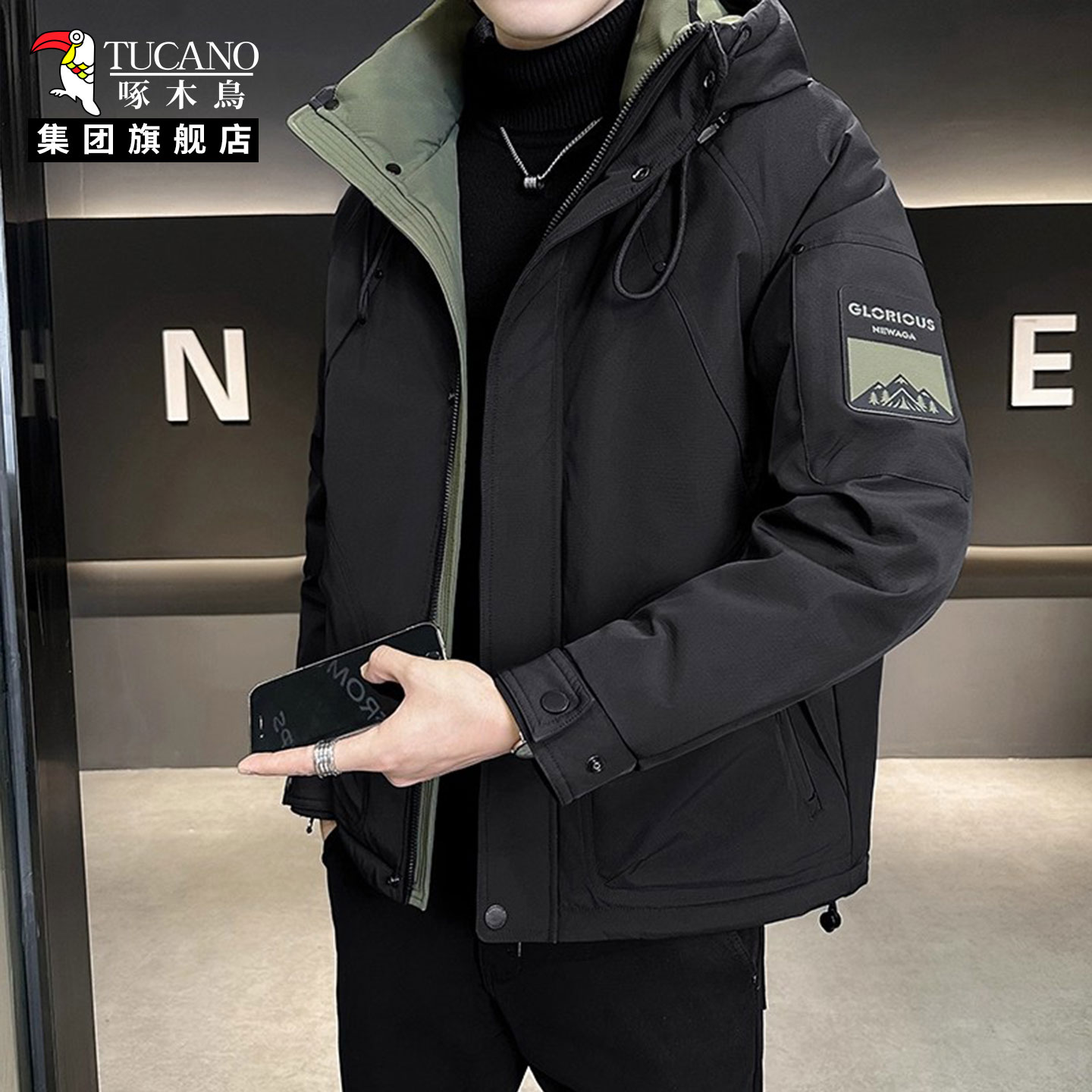 啄木鳥冬季男士工装羽绒棉服外套