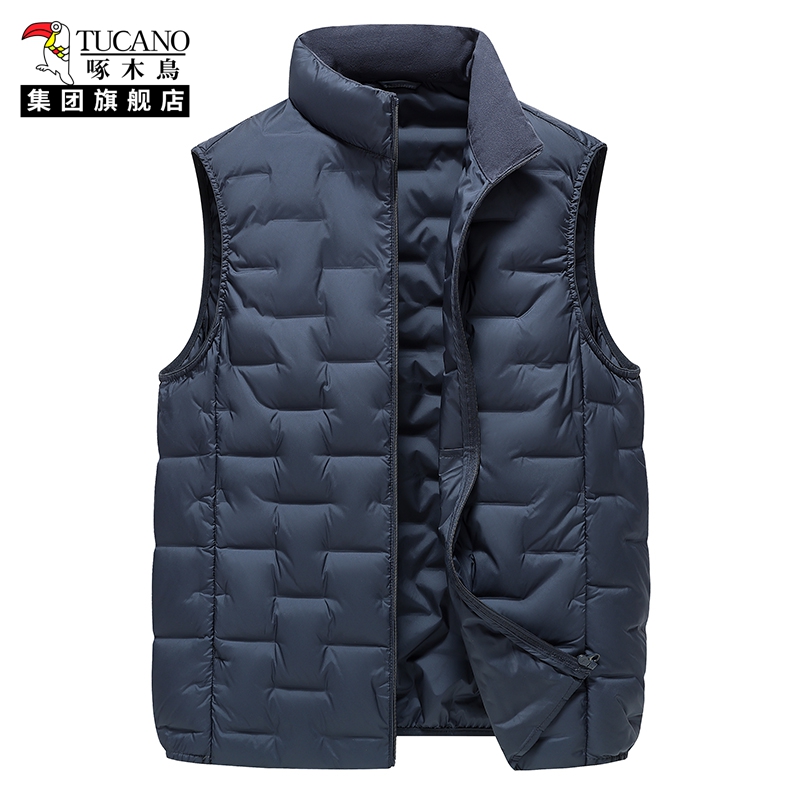啄木鸟冬季新款男士羽绒马甲立领90鸭绒内胆轻薄保暖背心坎肩外套