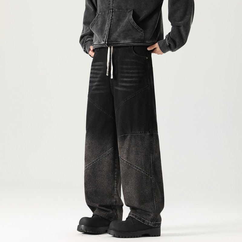 啄木鸟美式高街阔腿牛仔裤男宽松直筒长裤街头风显瘦显高弯刀裤TZ,男装,牛仔裤,淘宝优惠券,粉丝福利购,淘宝优惠卷