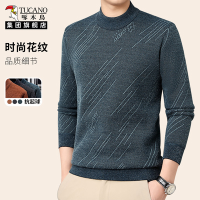 啄木鸟男士休闲半高圆领针织衫