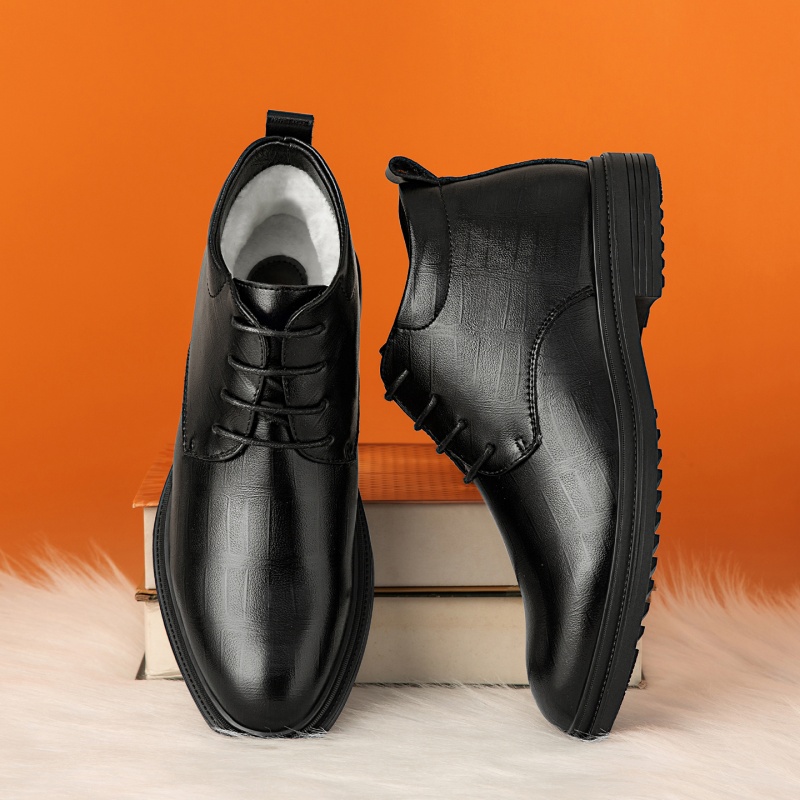 真皮软底商务正装高帮皮棉鞋男款
