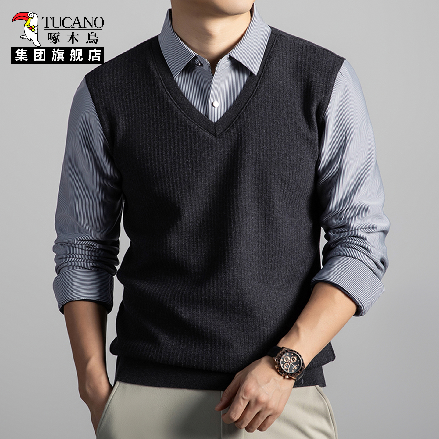 啄木鸟商务休闲百搭针织POLO衫