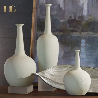 现代简约浅蓝色细颈陶瓷花瓶桌面装饰摆件家居饰品餐桌样板房摆设