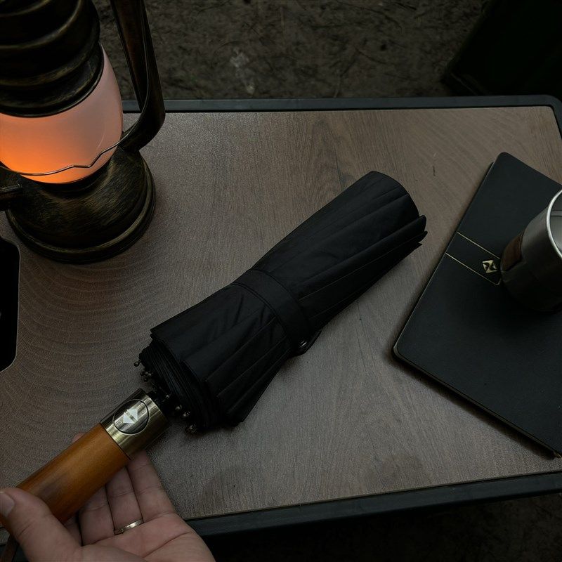 16骨双龙骨全自动高定木柄x大气男士商务加大号折叠伞抗风广告伞