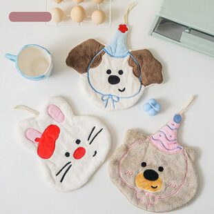 家用擦手巾挂式可爱厨房抹布高级感加厚卫生间专用手帕珊瑚绒毛巾