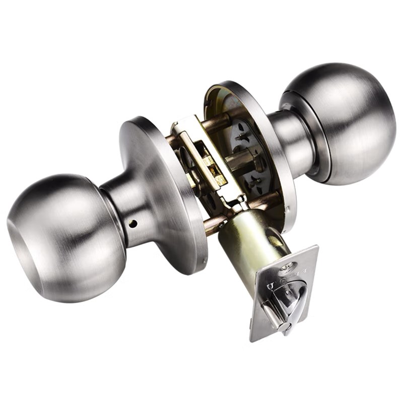 三杆式卫生间球形锁不锈钢塑钢铝合金门G室内通用把手三杆锁607SS