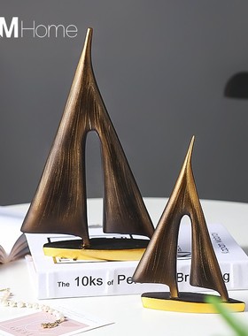 创意轻奢一帆e风顺帆船摆件客厅电视柜酒柜装饰品办公室桌面工艺