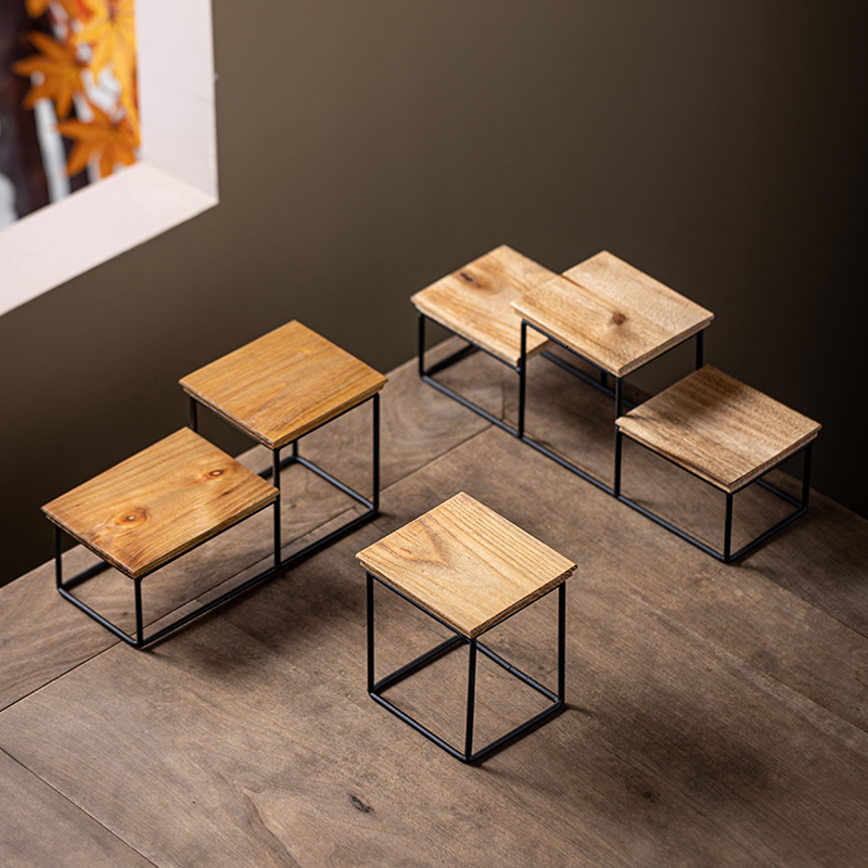 实木铁艺小号博古j架子迷你桌面置物架茶几摆件底座工艺礼品摆饰