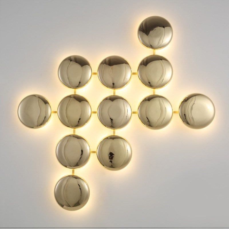 北欧轻奢b金色背景墙壁灯后现代卧室床头酒店过道别墅楼梯创意壁