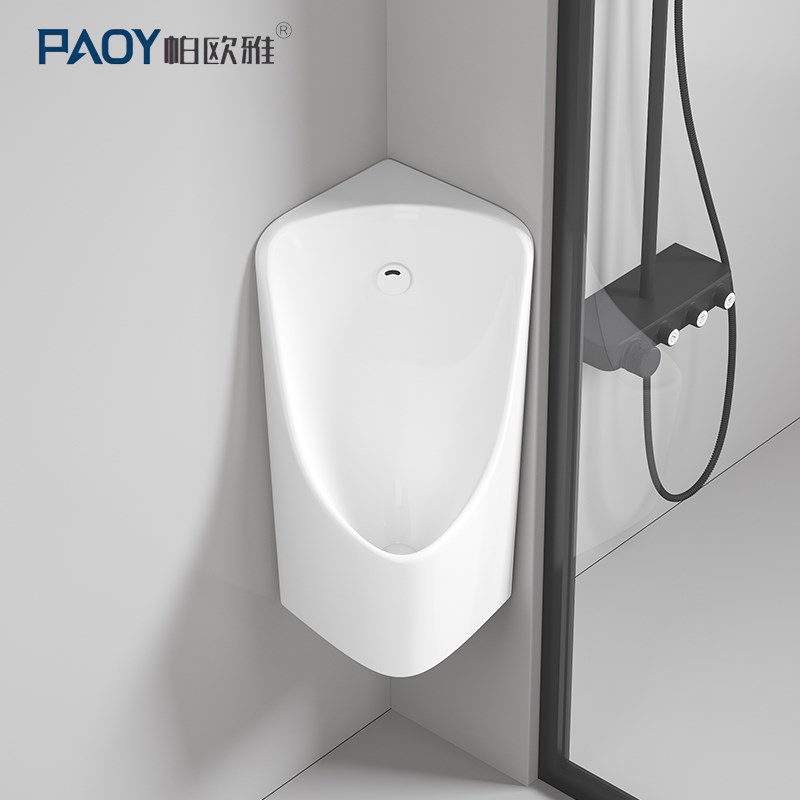 陶瓷角落小便斗三角型挂墙式小便B池感应小便器家用小户型墙角尿