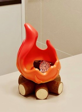 小炭火摆件小火堆火柴入户玄关桌面钥匙首饰N收纳托盘创意精致火