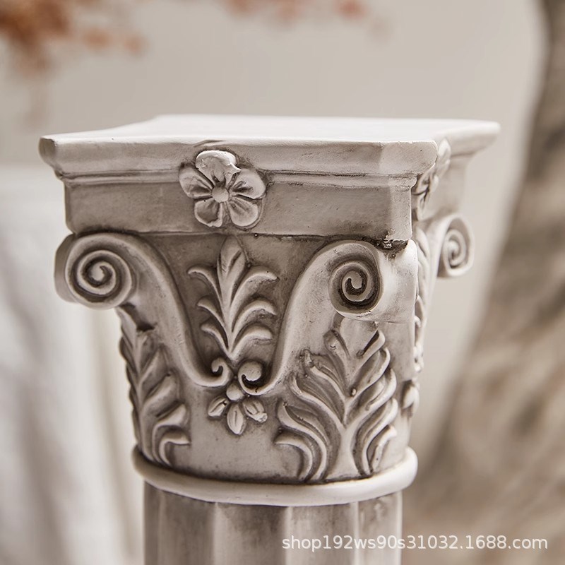 欧式复古罗马柱摆件展示台底座怀旧模型雕塑O小花园装饰树脂工艺