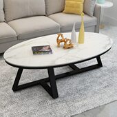 北欧岩板椭圆形茶几现代简约创意轻奢小户型客厅家用网红茶几桌