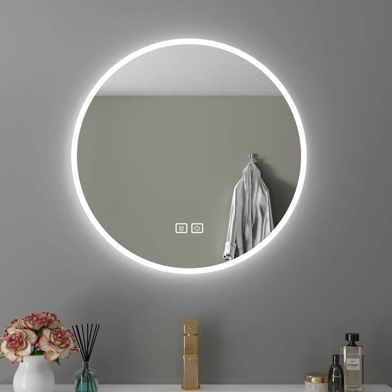 智能浴室镜圆形镜子挂墙卫生间带灯LED触摸屏感应防雾发光壁挂镜