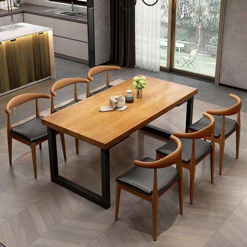 面馆小吃饭店快餐桌椅组合食堂餐厅烧烤店商用出租房实木吃饭桌子