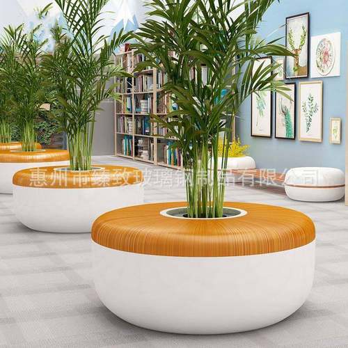 玻璃钢休闲椅树池花盆商场酒店售楼处广场休息椅圆形坐凳景观花池