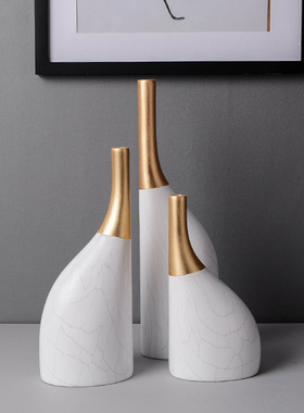 现代简约轻奢金边家居饰品客厅酒C柜样板房摆设陶瓷摆件大理石纹