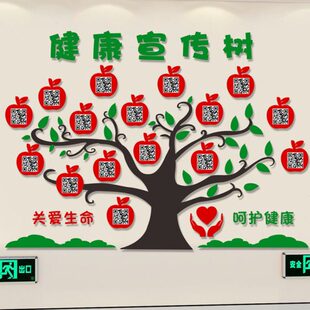 医院科室走廊文化墙健康宣教树扫一扫二维码护士站工作台墙面装饰