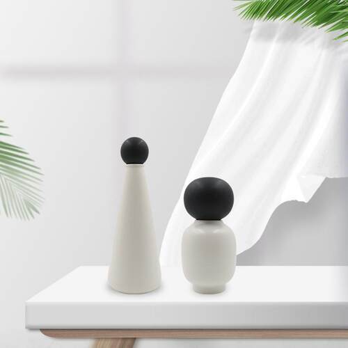 北欧风哑光色釉陶瓷花瓶现代黑白陶瓷艺术摆件创意几何客厅摆件