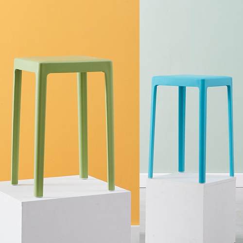 塑料凳子加厚成人家用客厅简约现代餐桌高板凳经济型北欧圆凳椅萍