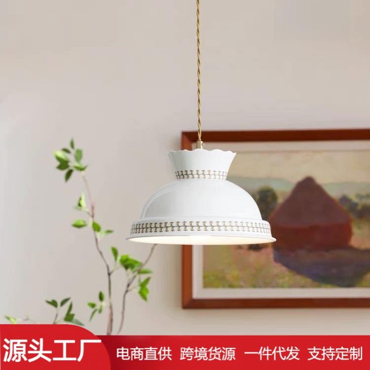 北欧日式黄铜玻璃吊灯单头餐桌小吊灯民宿床头过道玄关吧台吊灯