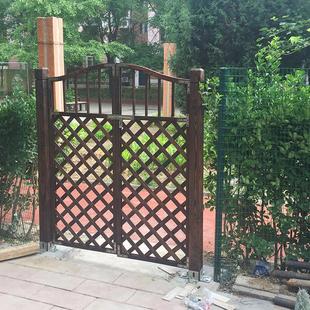 碳化木篱笆网格菜园围栏护栏户外防腐木庭院小花园木门单开栅栏门