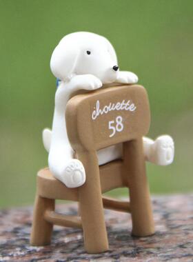 小清新韩版创意小狗坐凳子园艺苔藓多肉花插插件拍摄道具公仔摆件