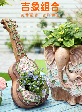 庭院大象装饰摆件别墅花园院子门口一对阳L台布置户外造景创意花